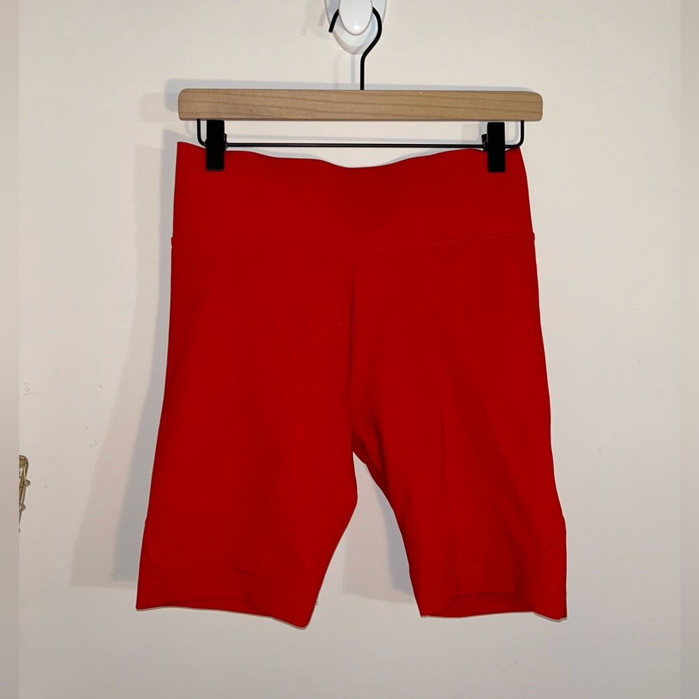 Y-3 red biker shorts, compression athletic wear